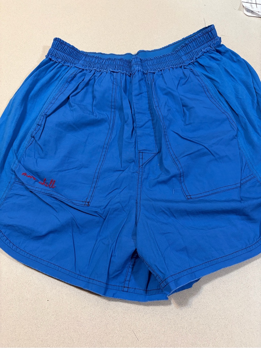 Free People Men's Royal Blue Elastic-Waist Athletic Shorts